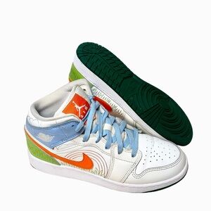 Nike Air Jordan 1 Mid SE GS Size 6.5Y 'STITCH'‎ Sail/Orange DX2462-100